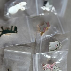 Assorted Cute Animal Enamel Pins - Pastel Pink & White